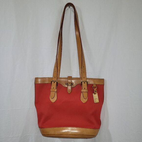 Dooney & Bourke Handbags - Dooney & bourke made in USA vintage red canvas leather trim tote shoulder bag